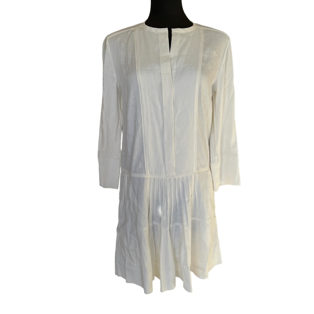 VINCE Linen Blend Sheath Dress Pleated Panel Front New With Tags Size 4